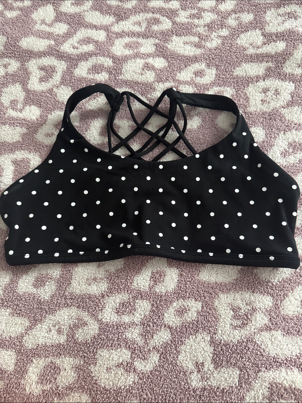 Polka Dot Crisscross Bralette - Black